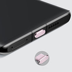 Tapon Antipolvo USB-C Jack Type-C Universal H08 para Motorola Moto G20 Oro Rosa