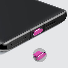 Tapon Antipolvo USB-C Jack Type-C Universal H08 para Apple iPhone 15 Plus Rosa Roja