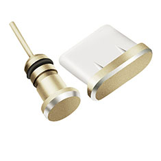 Tapon Antipolvo USB-C Jack Type-C Universal H09 para Sharp AQUOS Sense4 Plus Oro