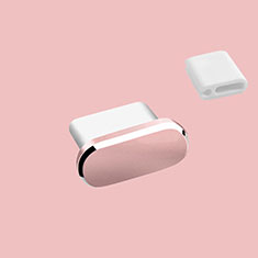 Tapon Antipolvo USB-C Jack Type-C Universal H10 para Apple iPhone 15 Pro Max Oro Rosa