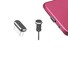 Tapon Antipolvo USB-C Jack Type-C Universal H12 para Motorola Moto E7 2020 Gris Oscuro