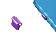 Tapon Antipolvo USB-C Jack Type-C Universal H13 para LG Q52 Morado