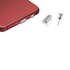 Tapon Antipolvo USB-C Jack Type-C Universal H17 para Motorola Moto G82 5G Plata