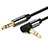 Cable Mini Jack de 3.5mm Adaptador Estereo Doble Macho Plano Audio A10 Negro