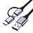 Cable Type-C y Mrico USB Android Universal T03 Negro