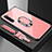 Carcasa Bumper Funda Silicona Espejo con Magnetico Anillo de dedo Soporte para Xiaomi Redmi Note 8 Oro Rosa
