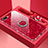 Carcasa Bumper Funda Silicona Espejo con Magnetico Anillo de dedo Soporte T01 para Oppo K1 Rojo