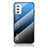 Carcasa Bumper Funda Silicona Espejo Gradiente Arco iris LS1 para Samsung Galaxy M52 5G Azul