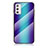 Carcasa Bumper Funda Silicona Espejo Gradiente Arco iris LS2 para Samsung Galaxy M52 5G Azul