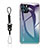 Carcasa Bumper Funda Silicona Espejo Gradiente Arco iris M01 para Apple iPhone 13 Pro Morado