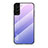Carcasa Bumper Funda Silicona Espejo Gradiente Arco iris M02 para Samsung Galaxy S21 FE 5G Purpura Claro