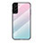 Carcasa Bumper Funda Silicona Espejo Gradiente Arco iris M02 para Samsung Galaxy S21 Plus 5G Cian