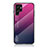 Carcasa Bumper Funda Silicona Espejo Gradiente Arco iris M02 para Samsung Galaxy S21 Ultra 5G Rosa Roja