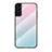 Carcasa Bumper Funda Silicona Espejo Gradiente Arco iris M02 para Samsung Galaxy S22 5G Cian