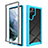 Carcasa Bumper Funda Silicona Transparente 360 Grados M02 para Samsung Galaxy S21 Ultra 5G Azul Cielo