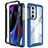 Carcasa Bumper Funda Silicona Transparente 360 Grados para Motorola Moto Edge 30 Pro 5G Azul