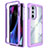 Carcasa Bumper Funda Silicona Transparente 360 Grados para Motorola Moto Edge Plus (2022) 5G Morado