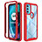 Carcasa Bumper Funda Silicona Transparente 360 Grados para Motorola Moto G71 5G Rojo