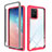 Carcasa Bumper Funda Silicona Transparente 360 Grados ZJ1 para Samsung Galaxy A91 Rosa Roja