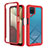 Carcasa Bumper Funda Silicona Transparente 360 Grados ZJ1 para Samsung Galaxy F12 Rojo