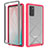 Carcasa Bumper Funda Silicona Transparente 360 Grados ZJ1 para Samsung Galaxy Note 20 5G Rosa Roja