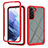 Carcasa Bumper Funda Silicona Transparente 360 Grados ZJ1 para Samsung Galaxy S22 5G Rojo