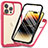 Carcasa Bumper Funda Silicona Transparente 360 Grados ZJ3 para Apple iPhone 13 Pro Max Rosa Roja