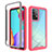 Carcasa Bumper Funda Silicona Transparente 360 Grados ZJ3 para Samsung Galaxy A52s 5G Rosa Roja