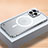 Carcasa Bumper Lujo Marco de Metal y Plastico Funda con Mag-Safe Magnetic QC1 para Apple iPhone 13 Pro Plata