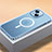 Carcasa Bumper Lujo Marco de Metal y Plastico Funda con Mag-Safe Magnetic QC2 para Apple iPhone 13 Azul