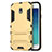 Carcasa Bumper Silicona y Plastico Mate con Soporte para Samsung Galaxy Amp Prime 3 Oro