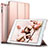 Carcasa de Cuero Cartera con Soporte L01 para Apple iPad 2 Oro Rosa