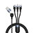 Cargador Cable Lightning USB Carga y Datos Android Micro USB Type-C 100W H02 Negro