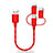 Cargador Cable Lightning USB Carga y Datos Android Micro USB Type-C 25cm S01 Rojo