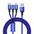 Cargador Cable Lightning USB Carga y Datos Android Micro USB Type-C ML01 Azul