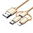 Cargador Cable Lightning USB Carga y Datos Android Micro USB Type-C ML05 Oro
