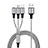 Cargador Cable Lightning USB Carga y Datos Android Micro USB Type-C ML08 Plata