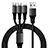 Cargador Cable Lightning USB Carga y Datos Android Micro USB Type-C ML09 Negro