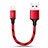 Cargador Cable USB Carga y Datos 25cm S03 para Apple iPad 4 Rojo