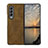 Funda Bumper Lujo Cuero y Plastico Mate Carcasa B01 para Samsung Galaxy Z Fold3 5G Marron