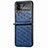 Funda Bumper Lujo Cuero y Plastico Mate Carcasa B07 para Samsung Galaxy Z Flip4 5G Azul
