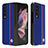 Funda Bumper Lujo Cuero y Plastico Mate Carcasa B08 para Samsung Galaxy Z Fold3 5G Azul