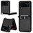 Funda Bumper Lujo Cuero y Plastico Mate Carcasa BY1 para Samsung Galaxy Z Flip4 5G Negro
