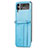 Funda Bumper Lujo Cuero y Plastico Mate Carcasa C01 para Samsung Galaxy Z Flip4 5G Azul