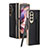 Funda Bumper Lujo Cuero y Plastico Mate Carcasa C05 para Samsung Galaxy Z Fold4 5G Negro