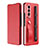 Funda Bumper Lujo Cuero y Plastico Mate Carcasa C06 para Samsung Galaxy Z Fold3 5G Rojo
