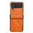 Funda Bumper Lujo Cuero y Plastico Mate Carcasa C08 para Samsung Galaxy Z Flip4 5G Naranja