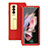 Funda Bumper Lujo Cuero y Plastico Mate Carcasa C08 para Samsung Galaxy Z Fold3 5G Rojo