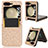Funda Bumper Lujo Cuero y Plastico Mate Carcasa CX1 para Samsung Galaxy Z Flip5 5G Oro