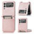 Funda Bumper Lujo Cuero y Plastico Mate Carcasa H01 para Samsung Galaxy Z Flip3 5G Oro Rosa